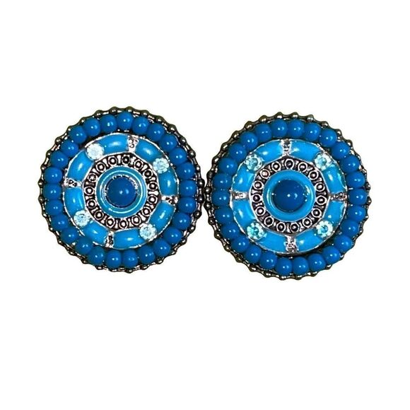 Anthropologie Vintage Lena B Turquoise Southwest Earrings - Picture 1 of 14